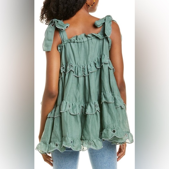 Innika Choo Seafoam Scallop Frill Ruffle Mini Dress 0 - Picture 3 of 6